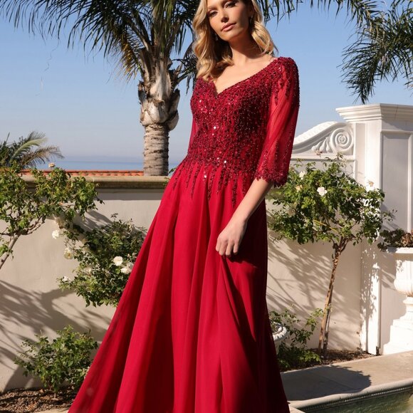 COPY - Plus size formal Mother of the bride dress with sleeves.Party Military B… - Picture 3 of 7